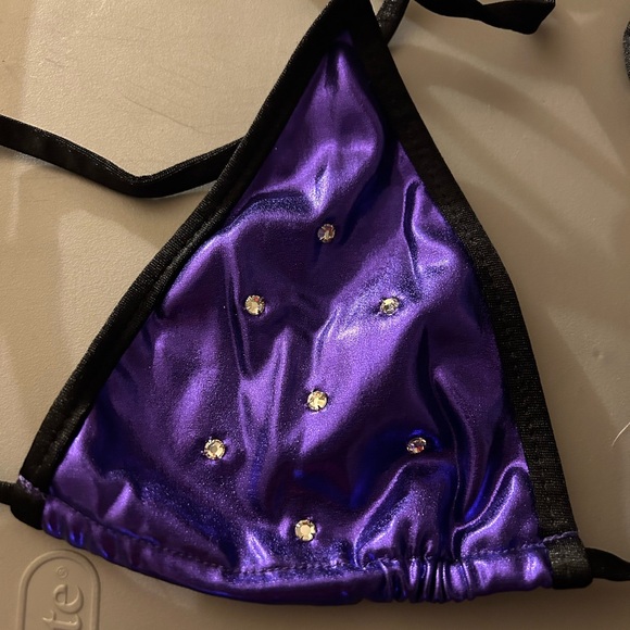 NWOT Sexy Lilac Metallic Crystal Thong Model Dancer Stripper Made in USA Bikini - Picture 5 of 10